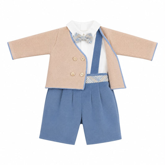 Marlù salopette neonato 4pz con coppola elegante