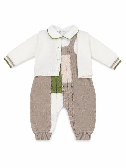 Marlù salopette neonato con scarpetta, cappellino pompon e copertina