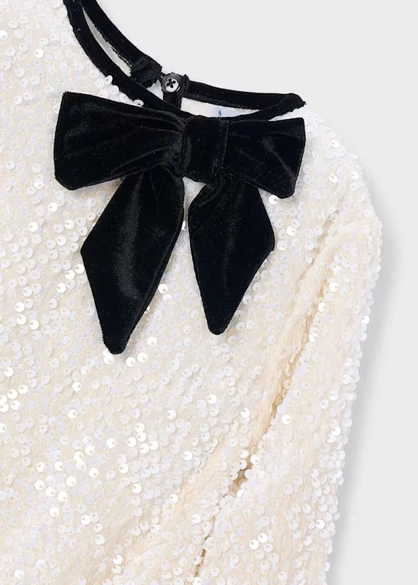 Mayoral Vestito in velluto con paillettes e fiocco