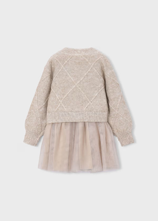 Mayoral Vestito tricot combinato con fiocchetti