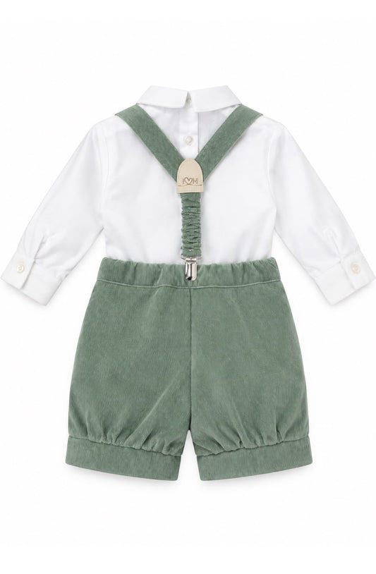Isabel Martinez Salopette con camicia e papillon per neonato