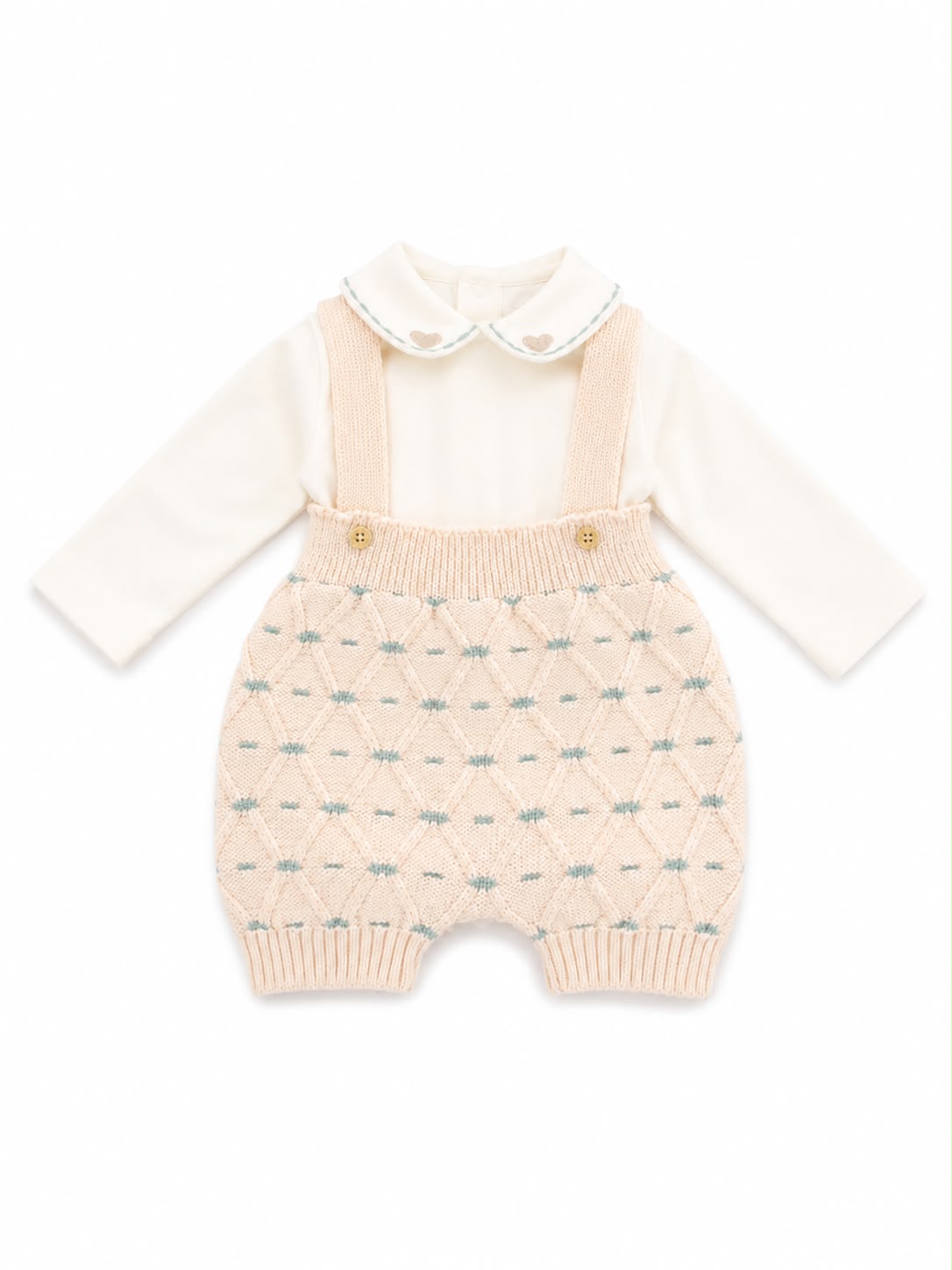 Marlù salopette corta neonato con copertina, scarpetta e cappellino pompon
