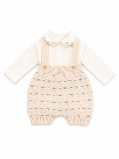 Marlù salopette corta neonato con copertina, scarpetta e cappellino pompon