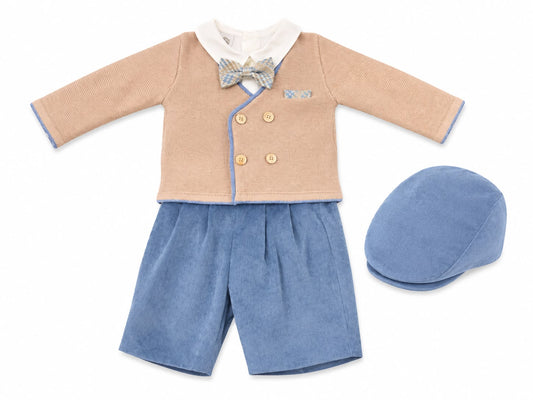 Marlù salopette neonato 4pz con coppola elegante