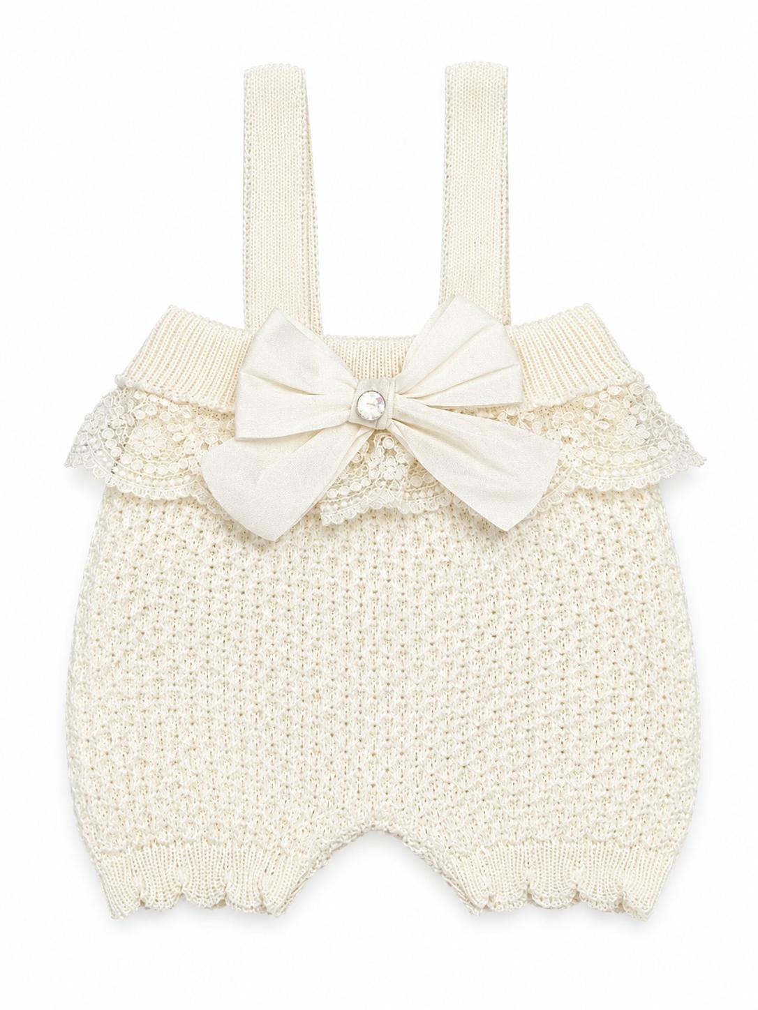 Marlù salopette corta 3pz con scarpetta, cappellino pompon e copertina