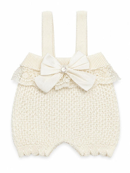 Marlù salopette corta 3pz con scarpetta, cappellino pompon e copertina
