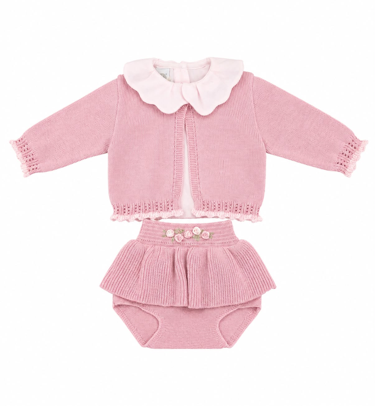 Marlù completo nascita 3 pz con cappellino pompon, bavetta, copertina, lenzuolino e scarpetta