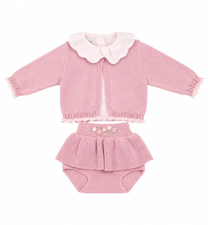 Marlù completo nascita 3 pz con cappellino pompon, bavetta, copertina, lenzuolino e scarpetta