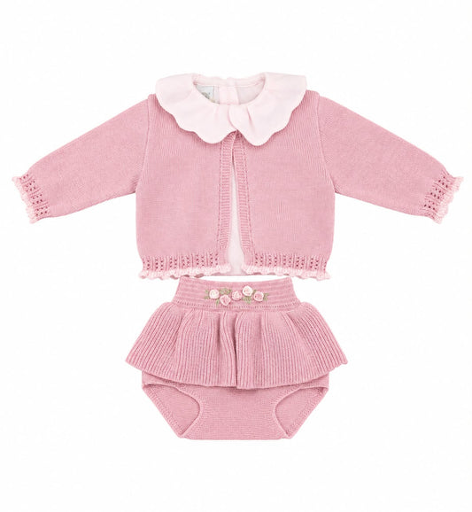 Marlù completo nascita 3 pz con cappellino pompon, bavetta, copertina, lenzuolino e scarpetta