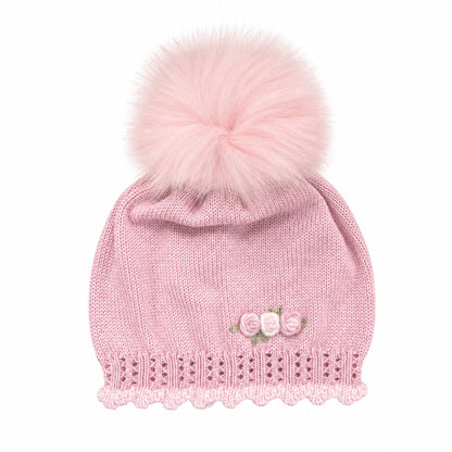 Marlù completo nascita 3 pz con cappellino pompon, bavetta, copertina, lenzuolino e scarpetta