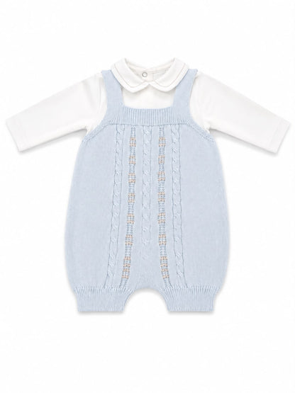 Marlù salopette corta neonato con scarpetta, cappellino con pompon, bavetta e copertina