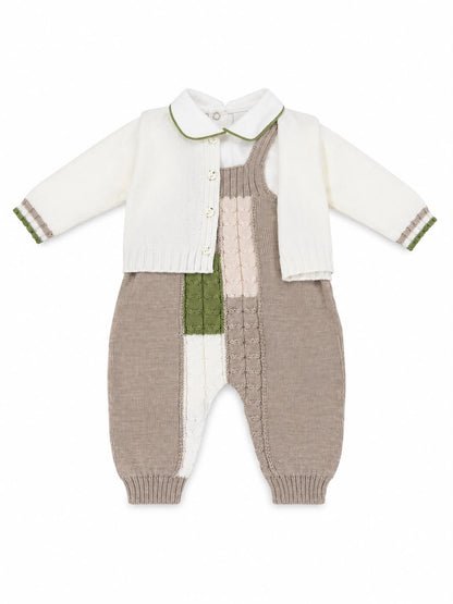 Marlù salopette neonato con scarpetta, cappellino pompon e copertina