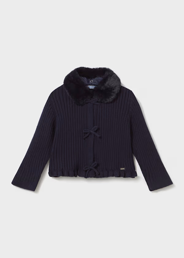 Mayoral Cardigan con colletto pelliccia