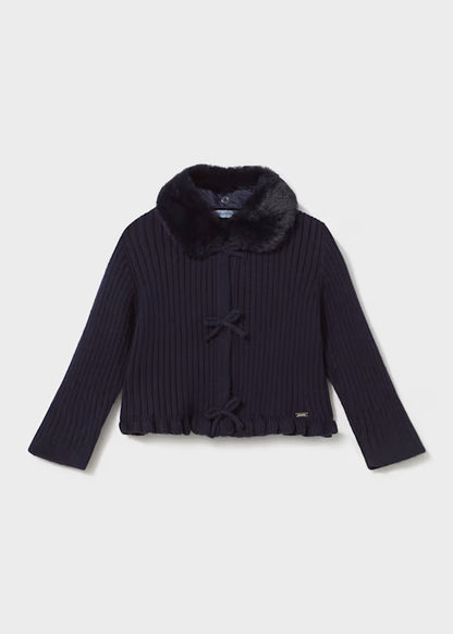 Mayoral Cardigan con colletto pelliccia