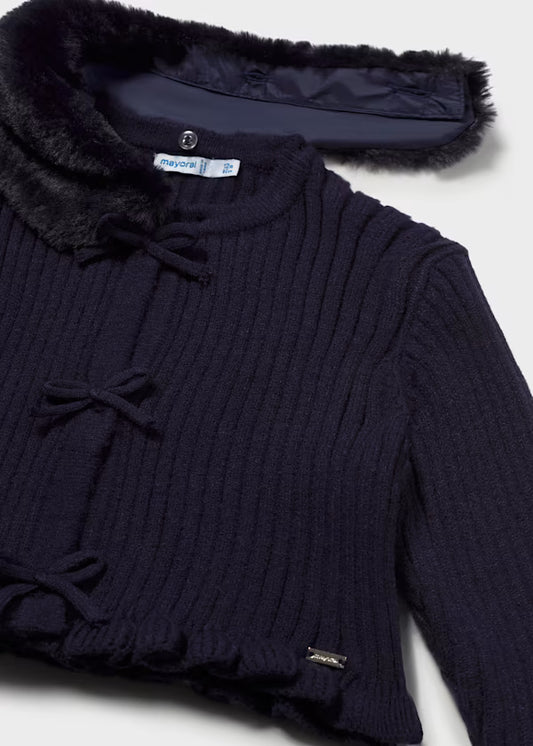 Mayoral Cardigan con colletto pelliccia