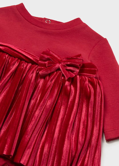Mayoral Vestito plissettato velluto bimba