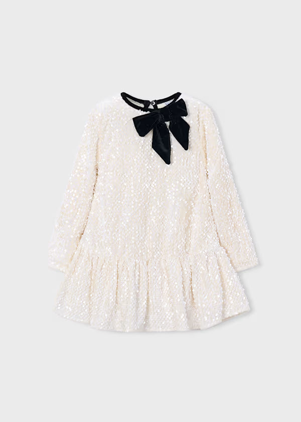 Mayoral Vestito in velluto con paillettes e fiocco
