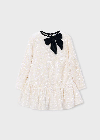 Mayoral Vestito in velluto con paillettes e fiocco