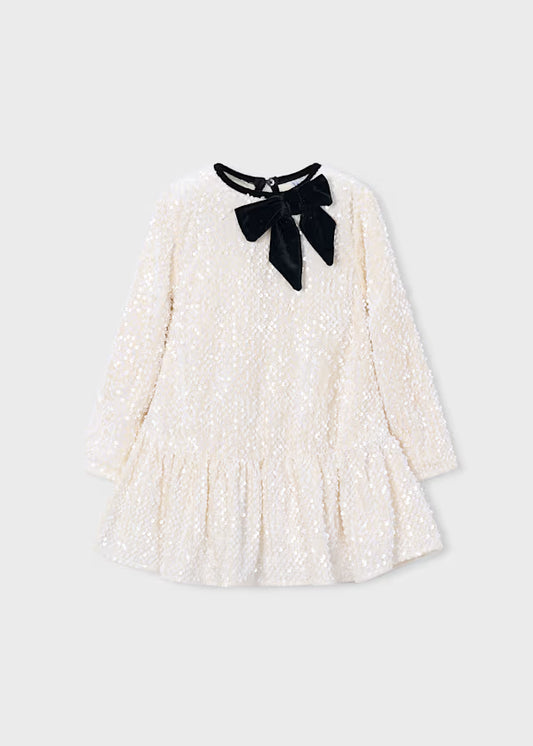 Mayoral Vestito in velluto con paillettes e fiocco