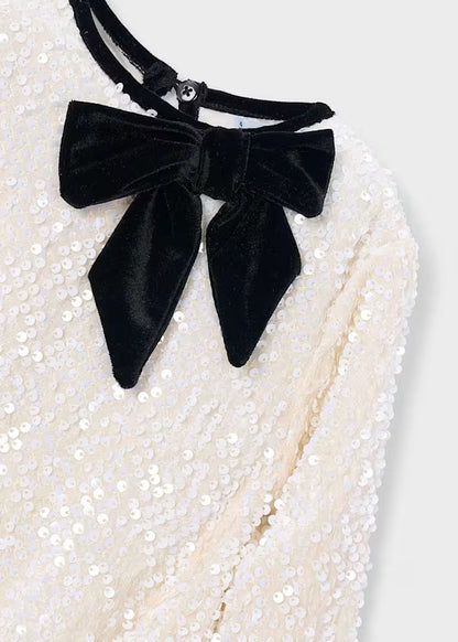 Mayoral Vestito in velluto con paillettes e fiocco