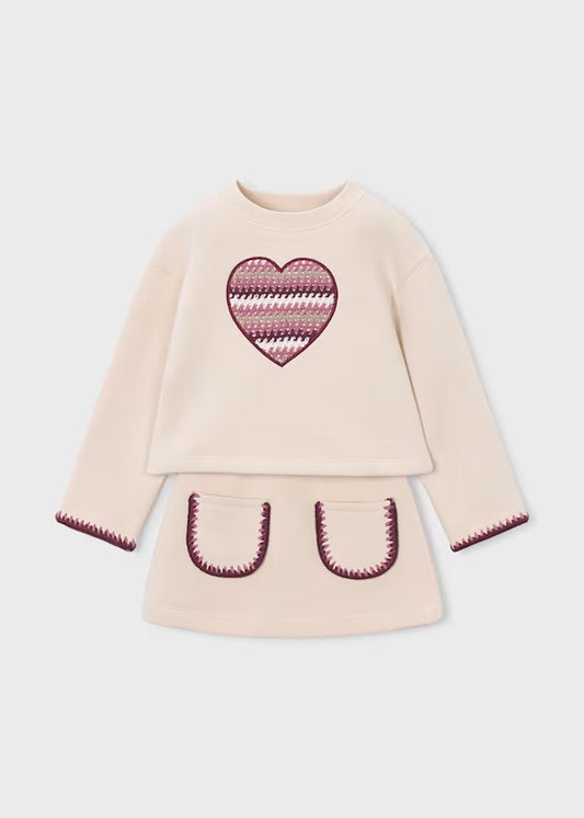 Mayoral Completo gonna e felpa con cuore per bambina