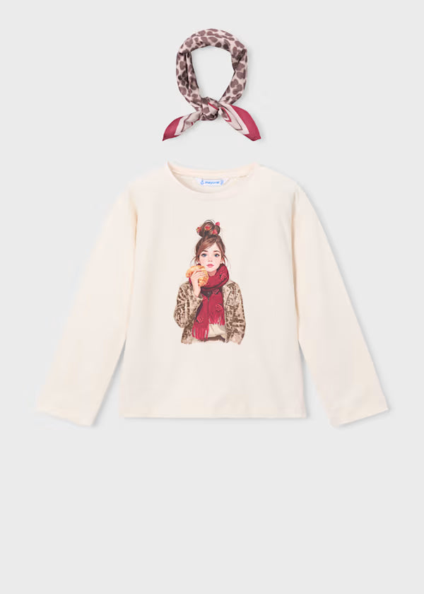 Mayoral Maglietta con foulard per bambina