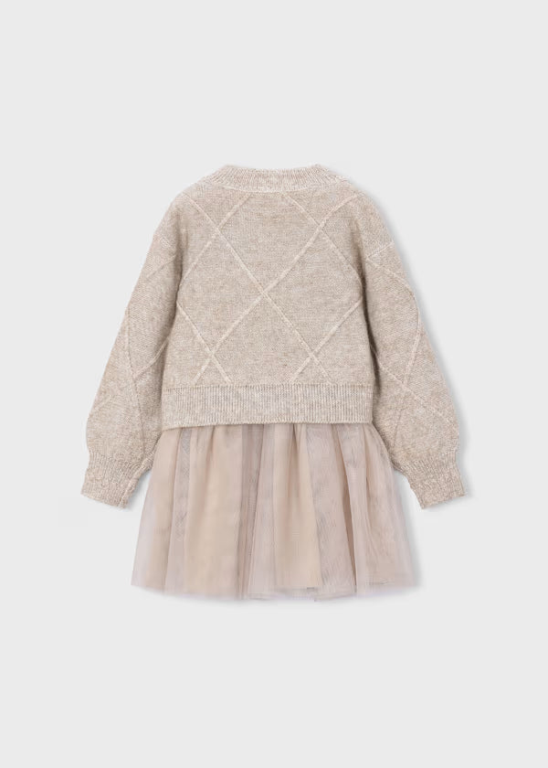 Mayoral Vestito tricot combinato con fiocchetti