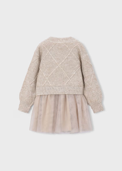 Mayoral Vestito tricot combinato con fiocchetti