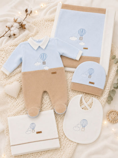 Ninnaoh Set nascita con tutina, cappello, bavetta, lenzuolino e cappellino