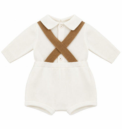Pappa e Latte set nascita con pagliaccetto, giacchetta, bavetta, scarpetta, cappellino e copertina
