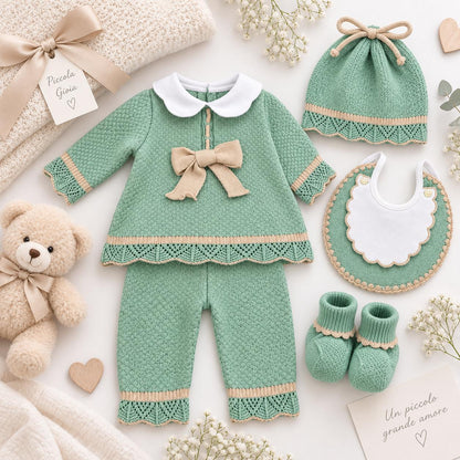 Pappa e Latte Set nascita con completo, bavaglino, scarpine e cappellino