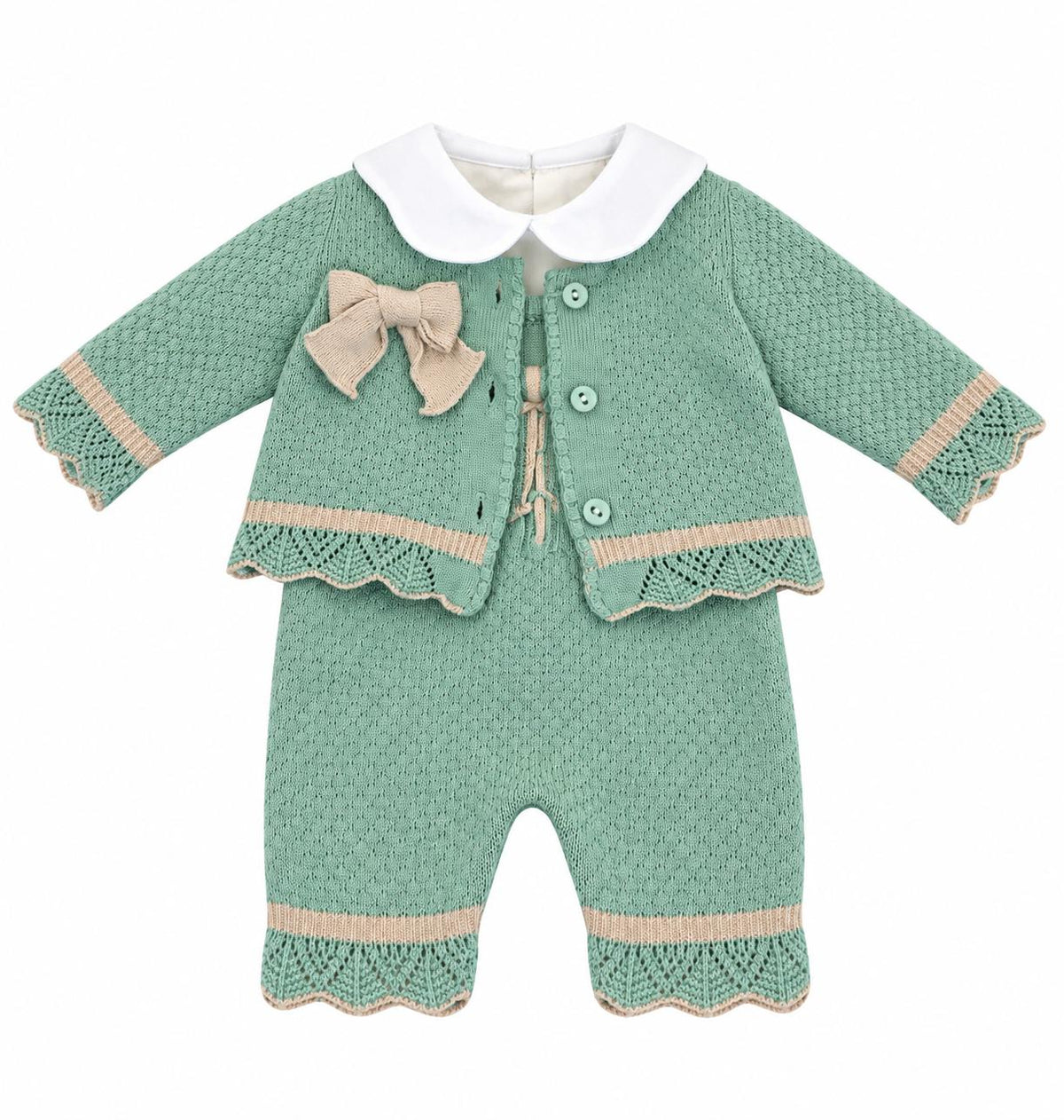 Pappa e Latte Set nascita con pagliaccetto, giacchetta, bavaglino, scarpine, cappellino e body