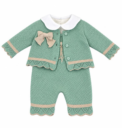 Pappa e Latte Set nascita con pagliaccetto, giacchetta, bavaglino, scarpine, cappellino e body